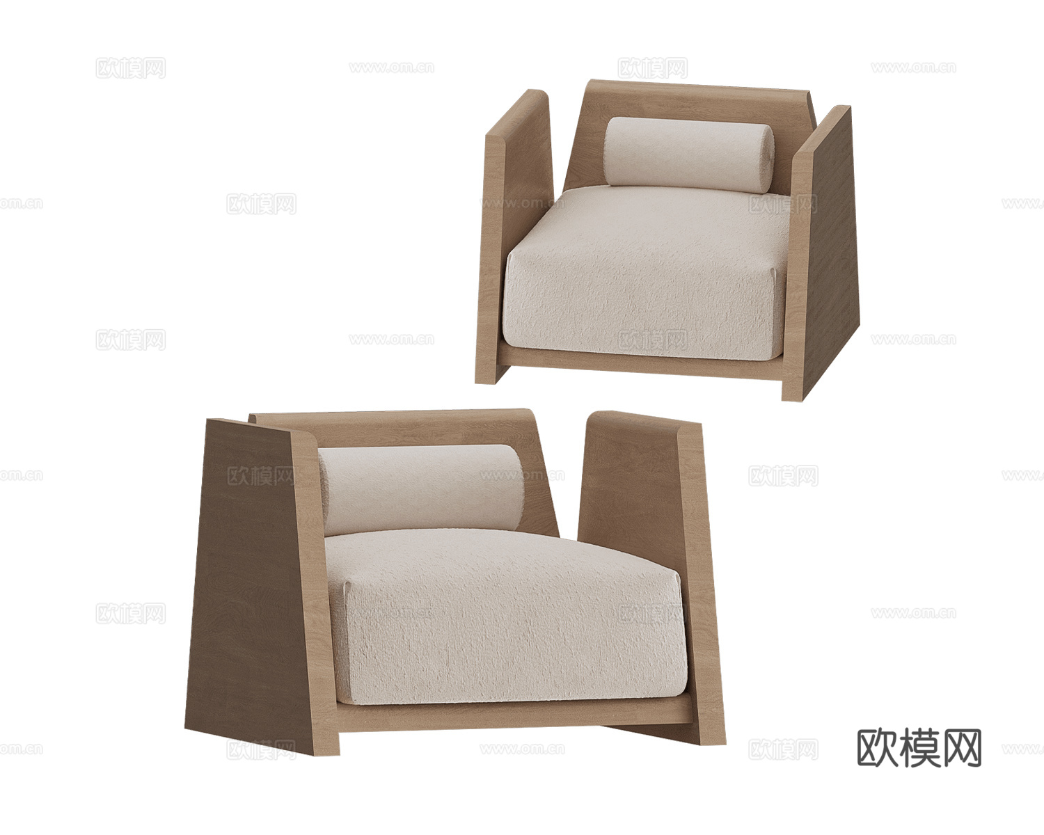 Modenature 原木风单人沙发3d模型下载