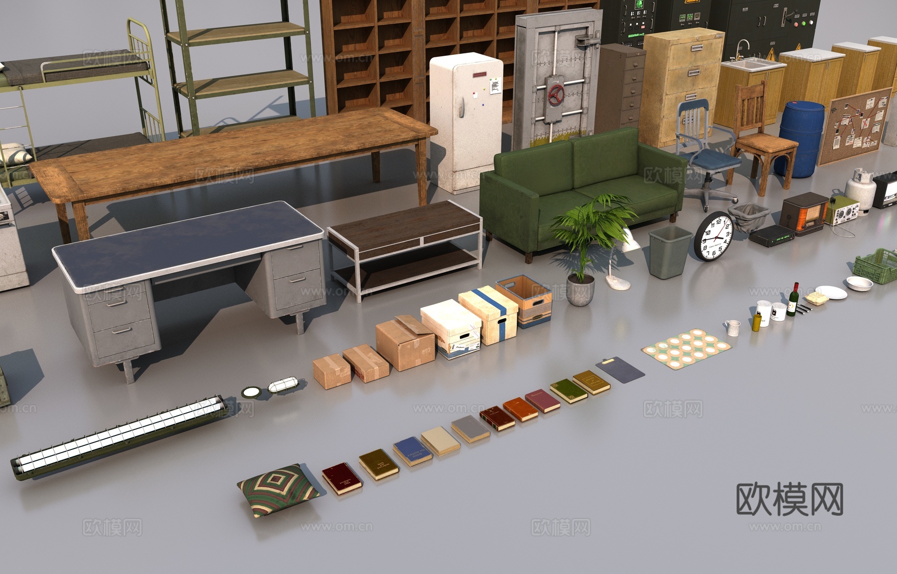 复古家具组合3d模型下载（渲染图5）