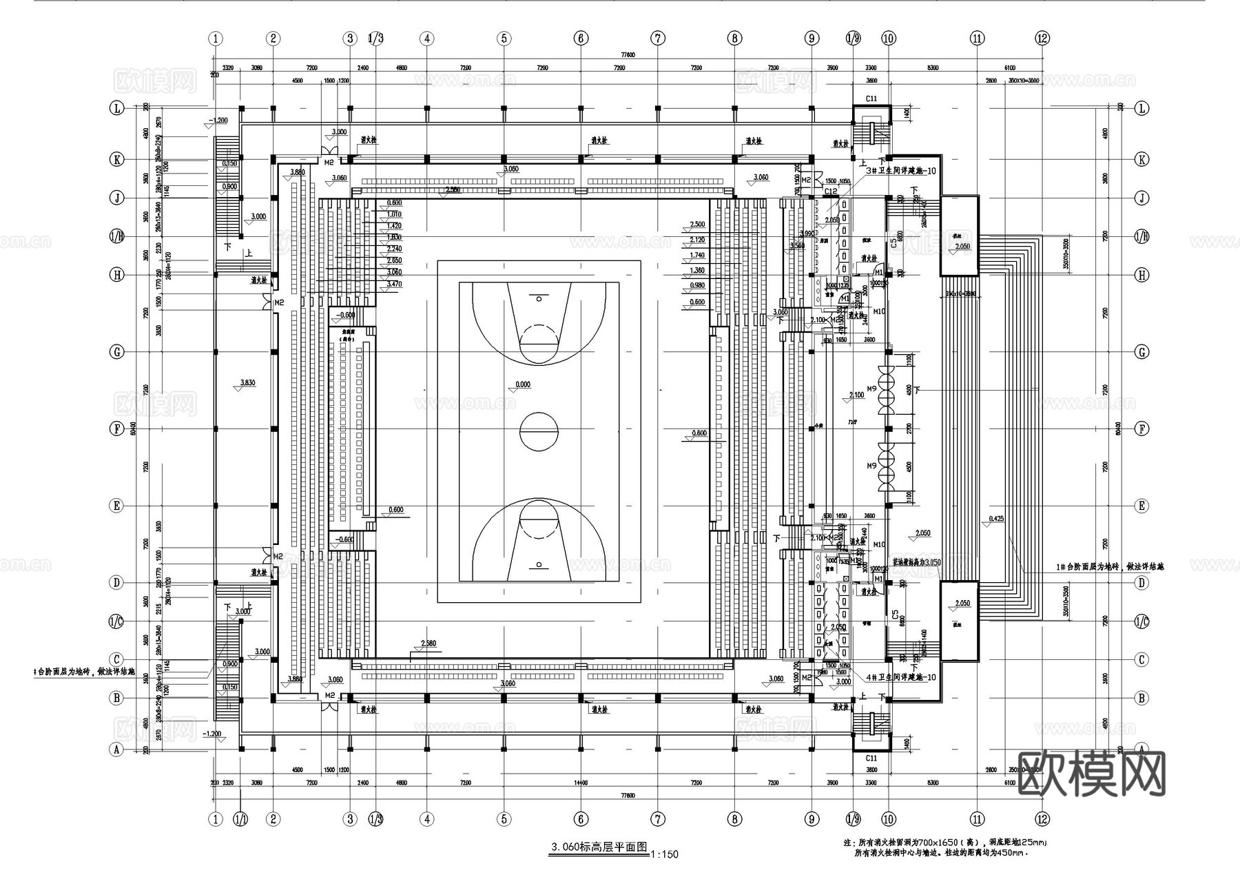 运动体育馆建筑施工图cad施工图cad施工图