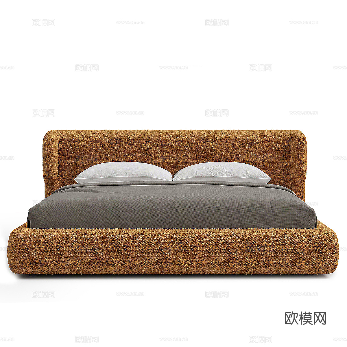 现代简约双人床 双人床 简约床 卧室床 抱枕3d模型下载