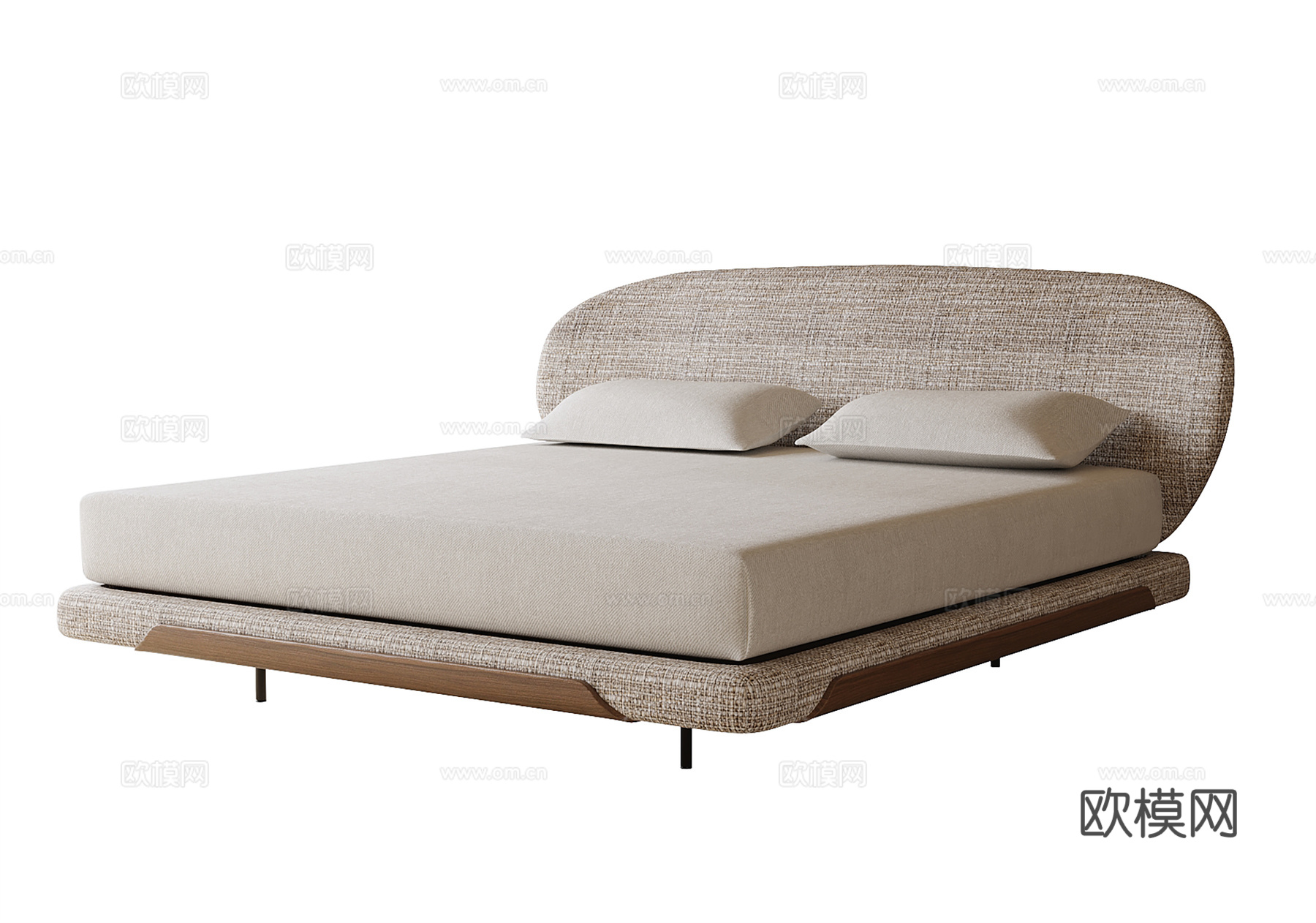 现代双人床3d模型下载