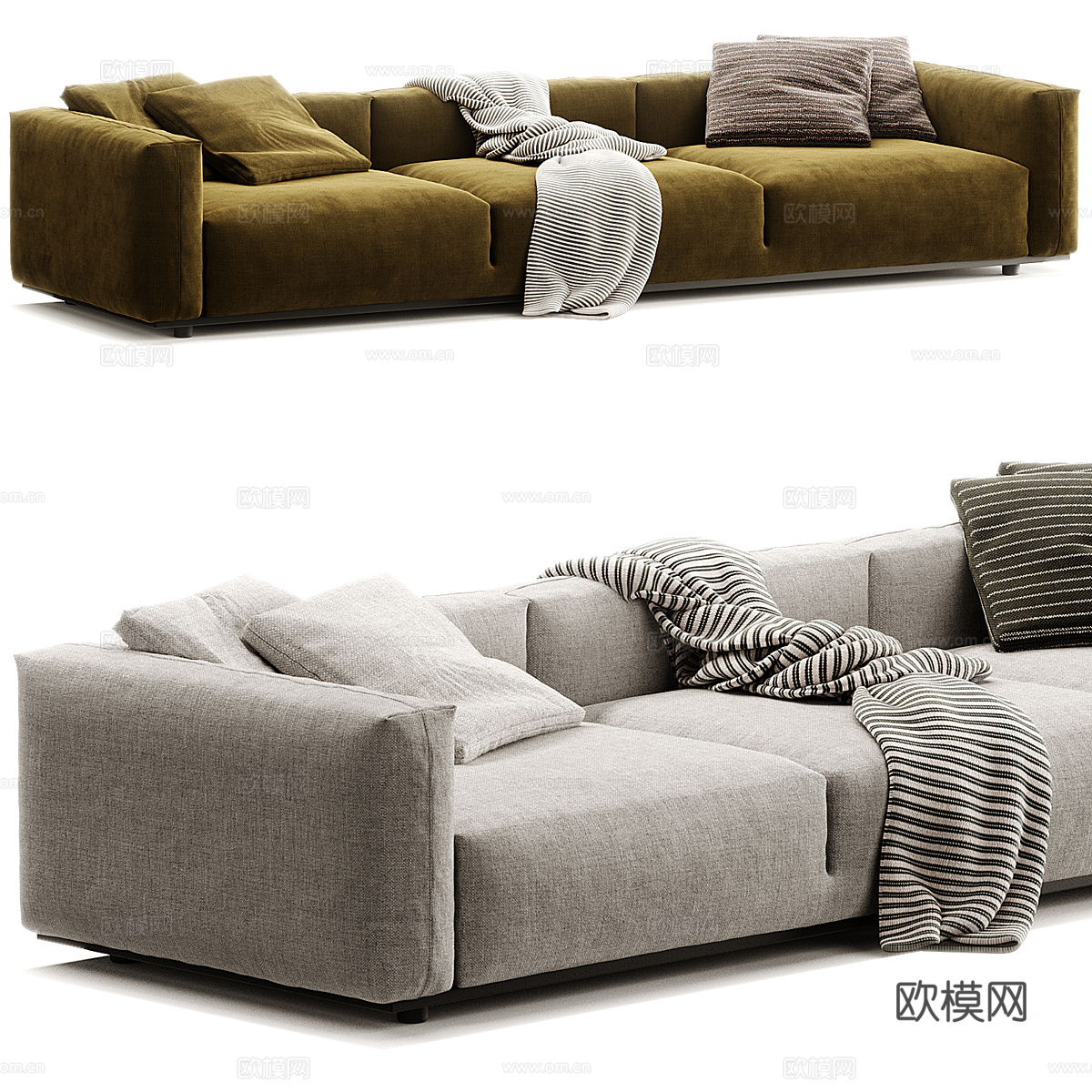 现代意式 DAMBODUE 布艺休闲沙发3d模型下载（渲染图3）