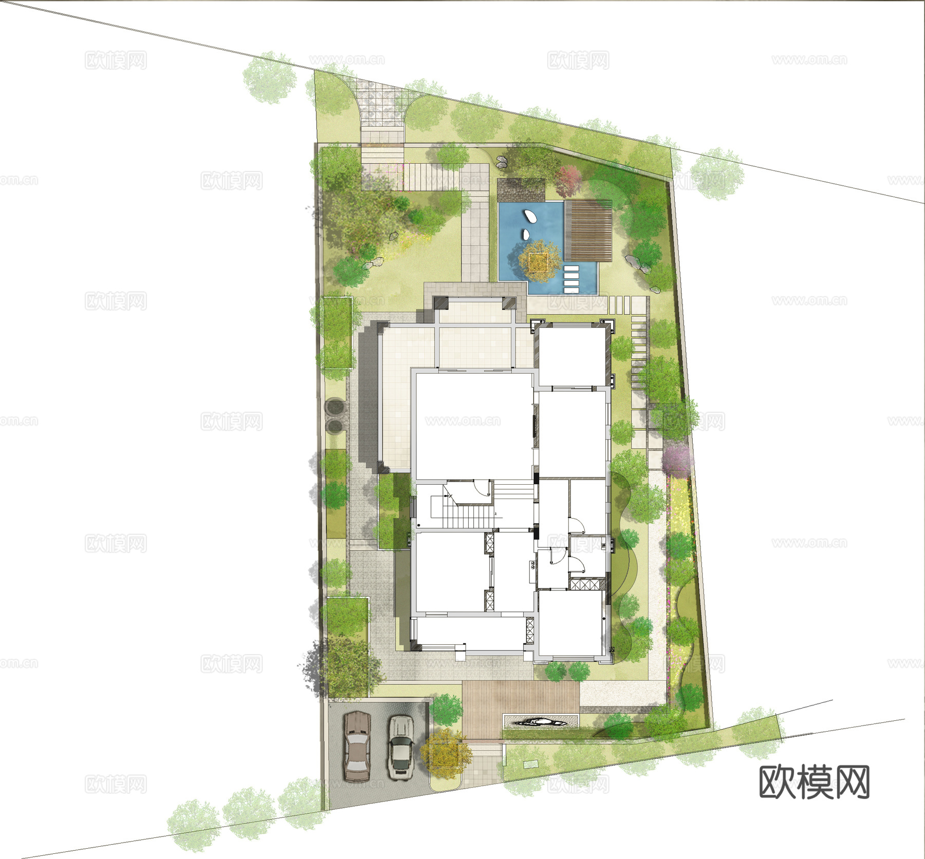 景观庭院施工图效果图cad施工图