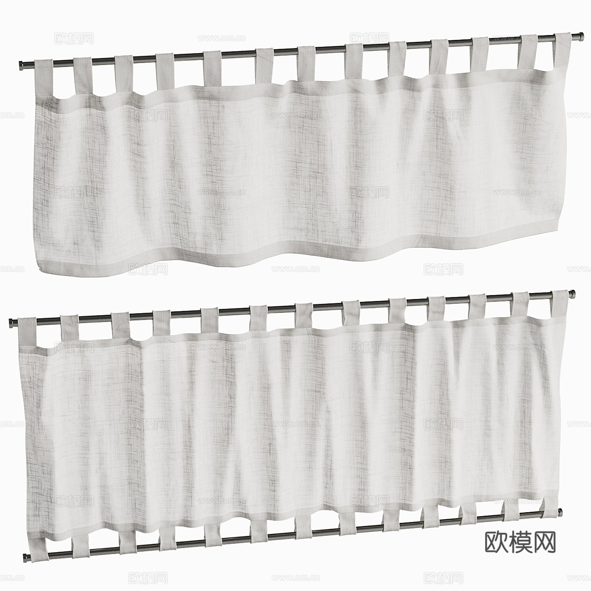 咖啡餐厅短窗帘3d模型下载（渲染图1）