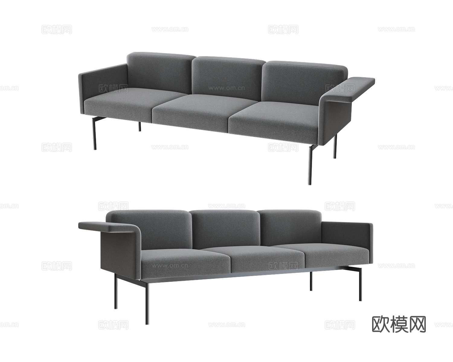 B&T Design 三人沙发3d模型下载