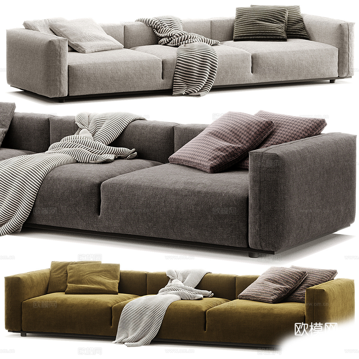 现代意式 DAMBODUE 布艺休闲沙发3d模型下载（渲染图1）