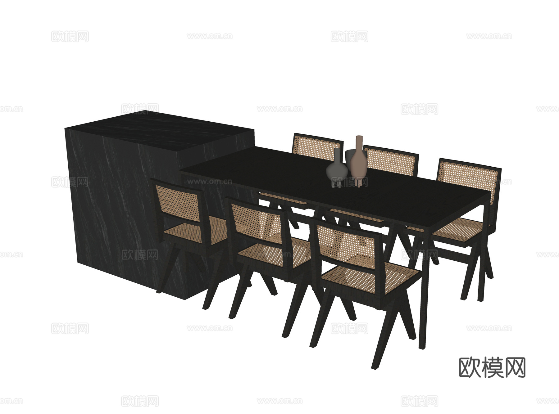 现代餐桌椅su模型
