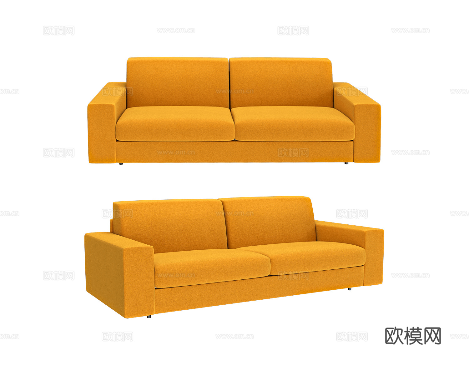 Campeggi 橙色双人沙发3d模型下载