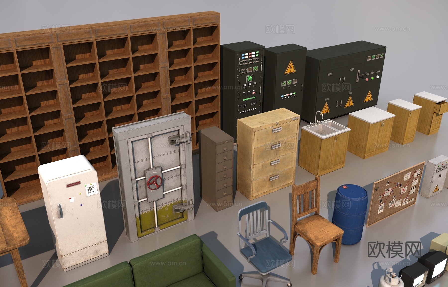 复古家具组合3d模型下载（渲染图3）