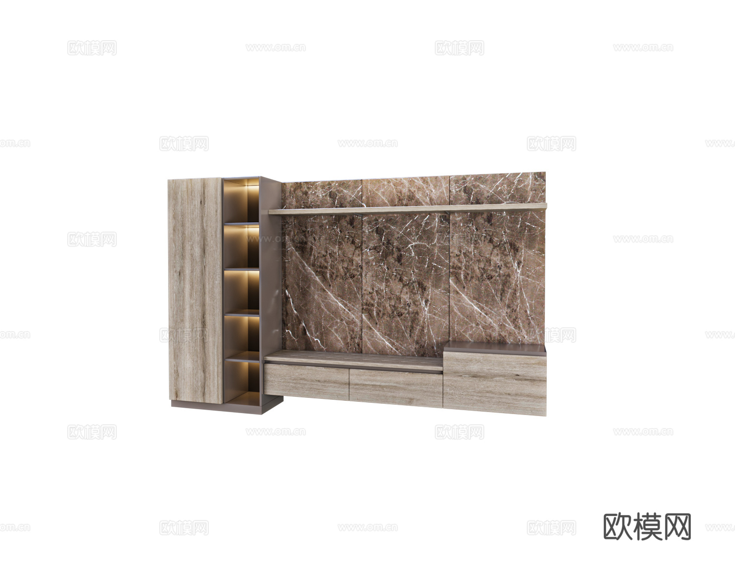 TVstand 轻奢电视墙 电视柜3d模型下载