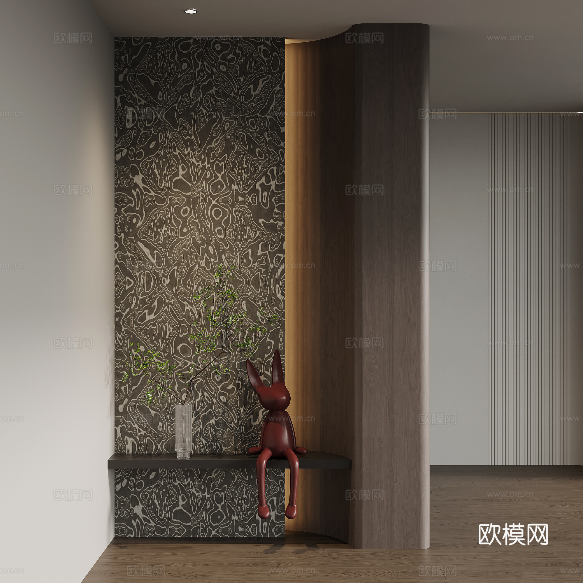 意式极简玄关 入户玄关su模型