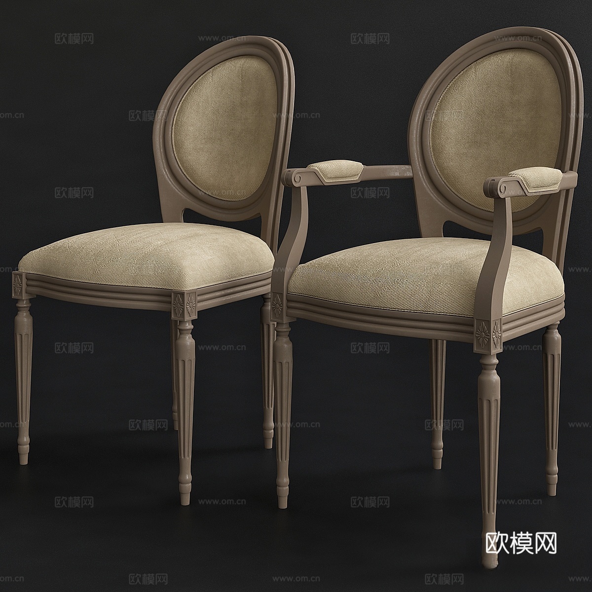 Medallion Xvi 路易十六现代椅3d模型下载