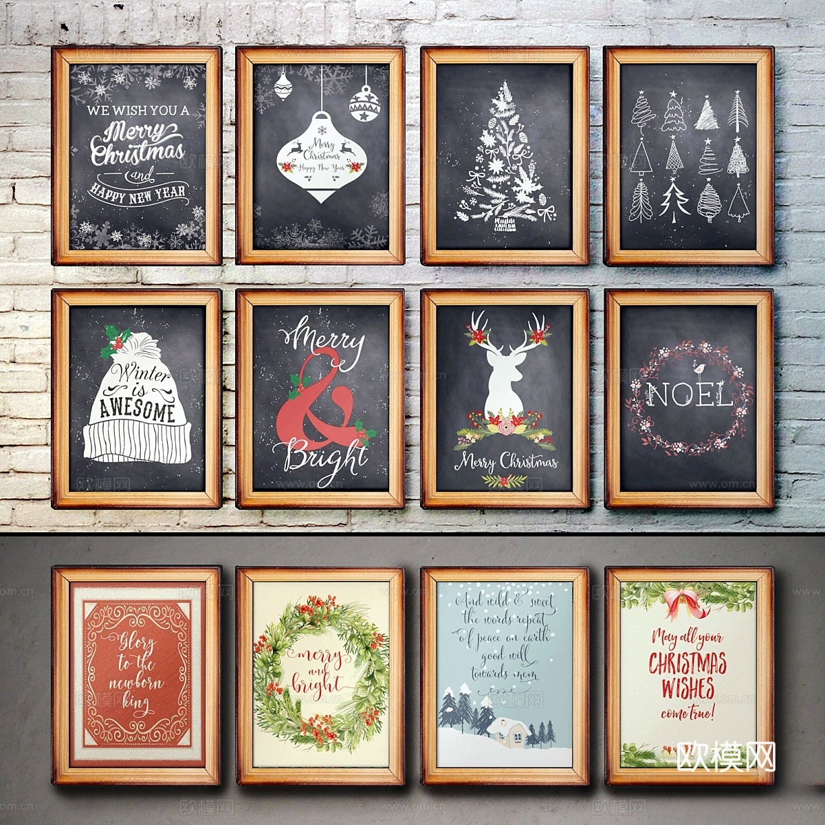 双刷设计 - 圣诞主题印刷品3d模型下载