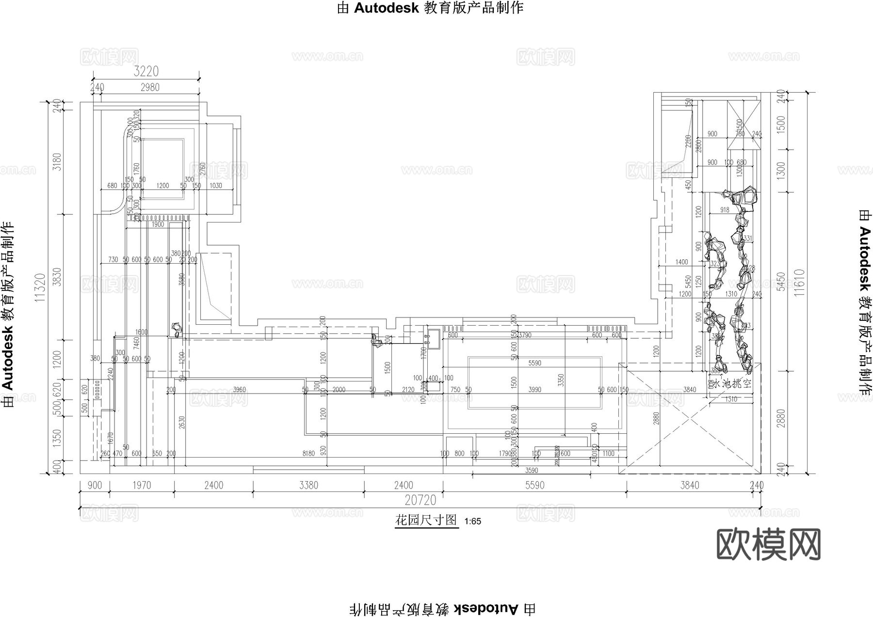 现代花园别墅庭院景观施工图cad施工图