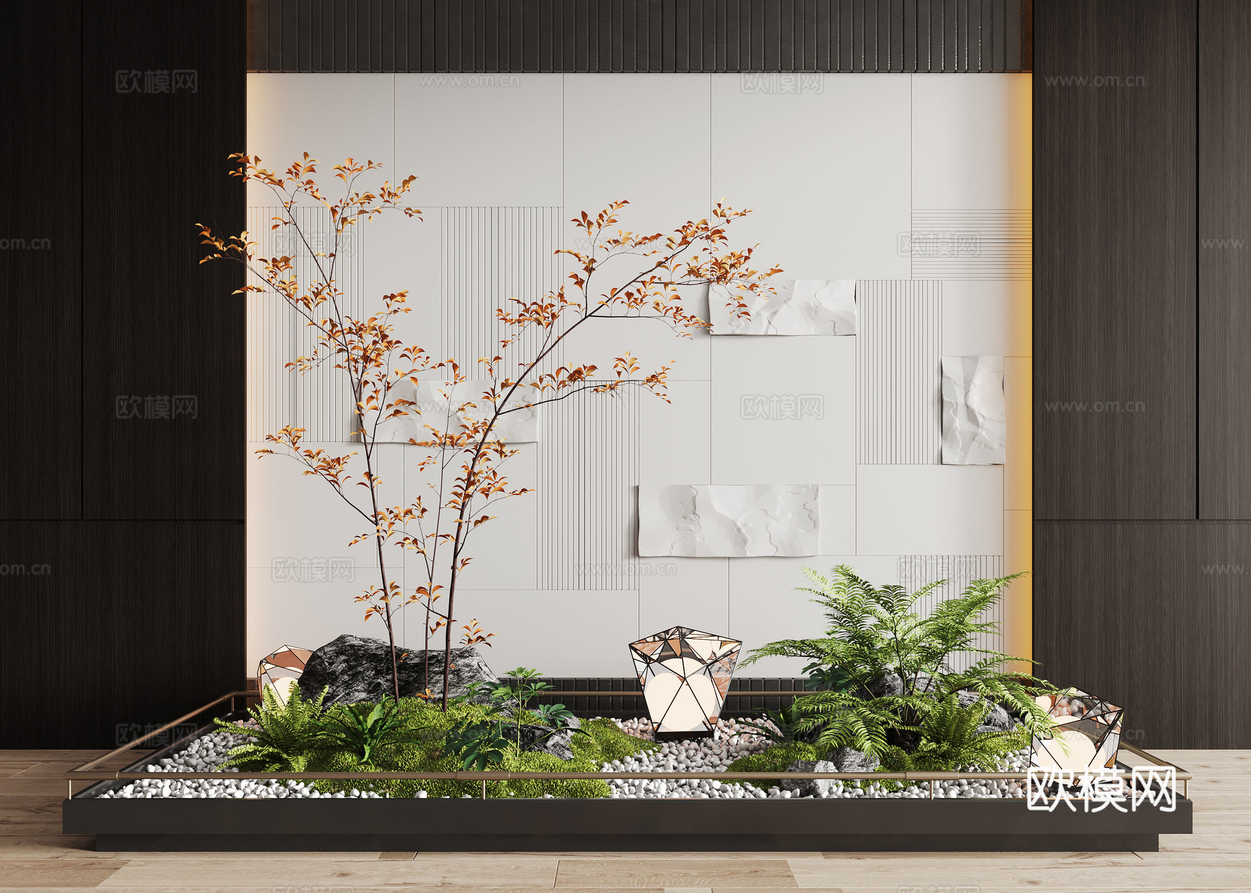 现代室内景观造景 景观植物 苔藓景观 景观造景su模型