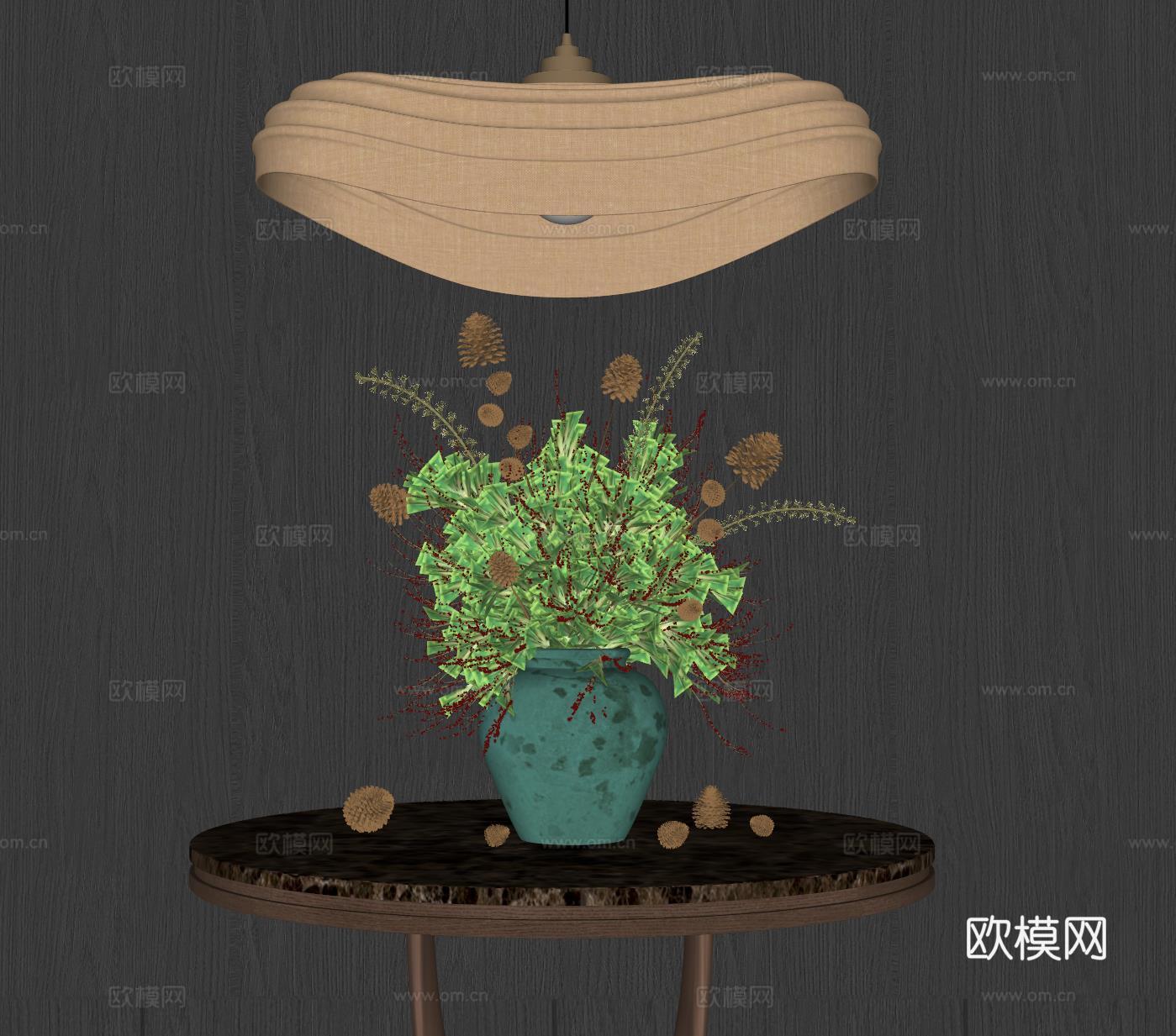 现代花艺 花瓶 插花su模型
