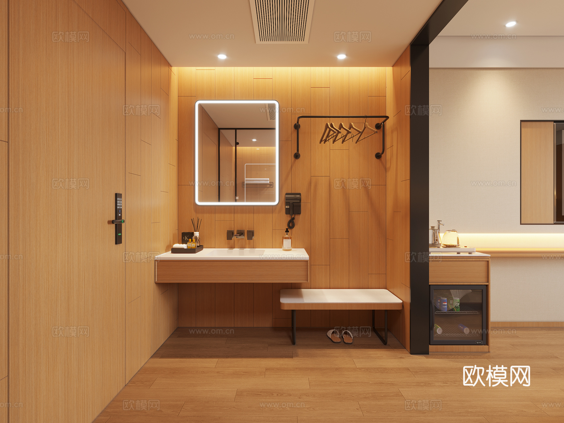 现代简约酒店客房  现代全季酒店客房3d模型