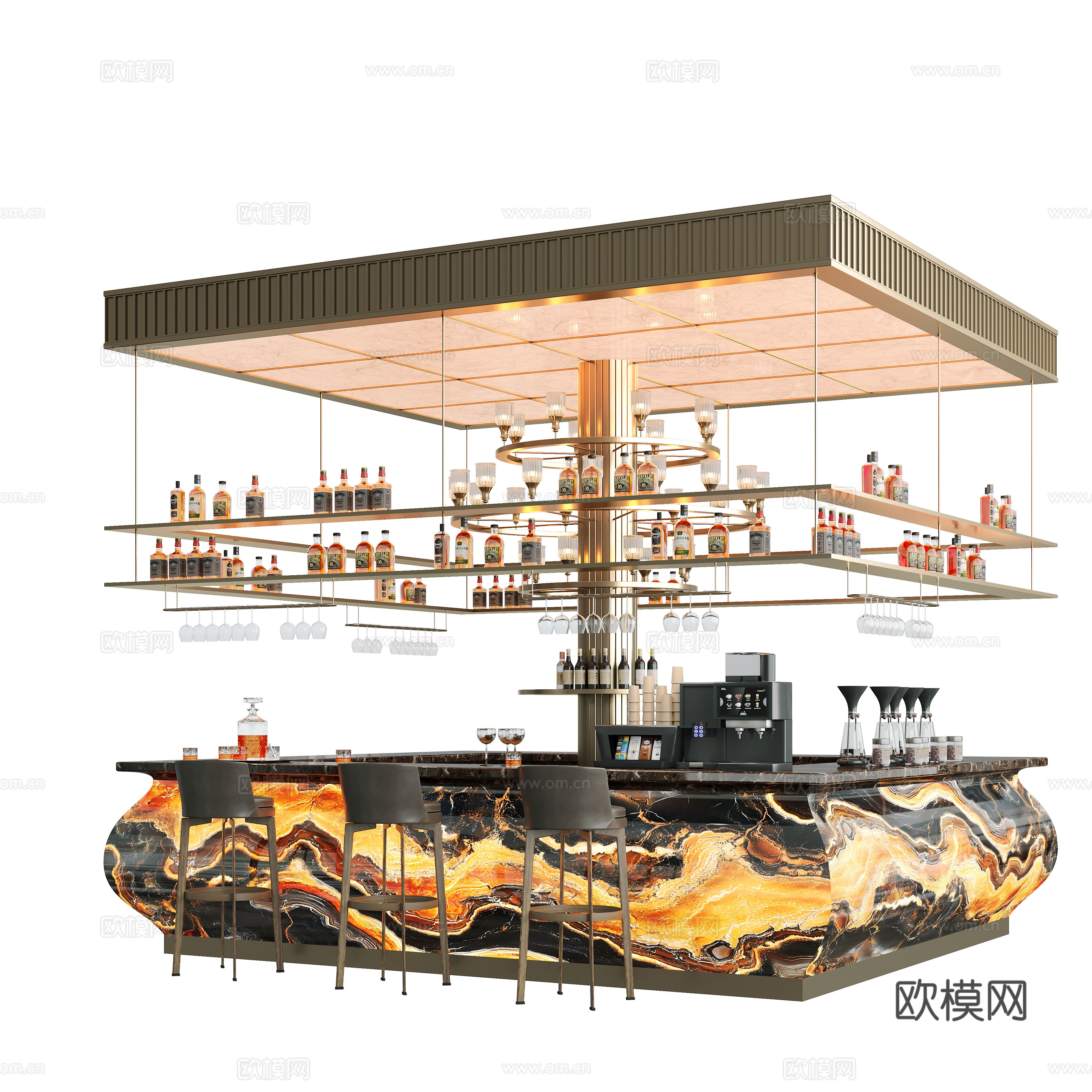 现代酒店水吧台 水吧台 酒吧台3d模型下载