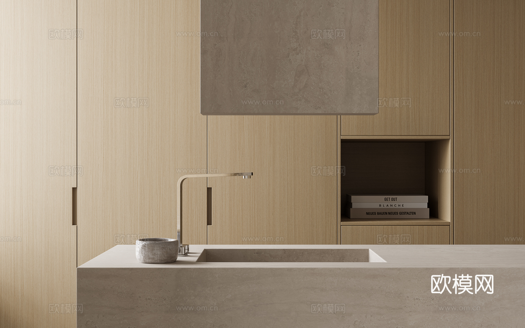 现代洗手台 台盆3d模型下载（渲染图2）