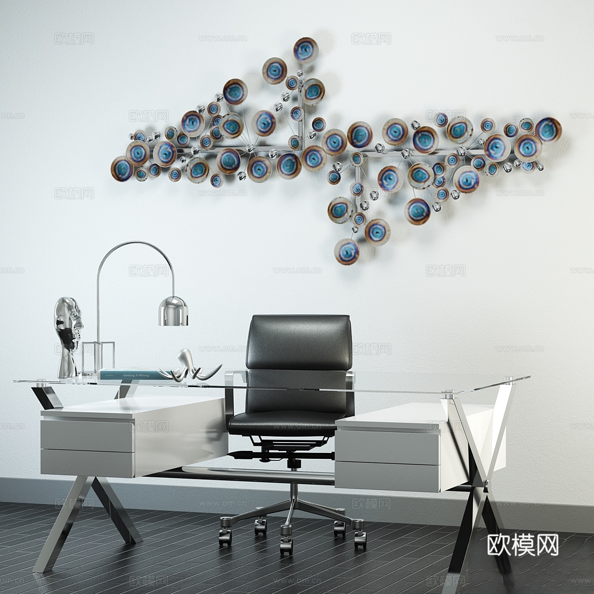 办公家具及配件套装3d模型下载