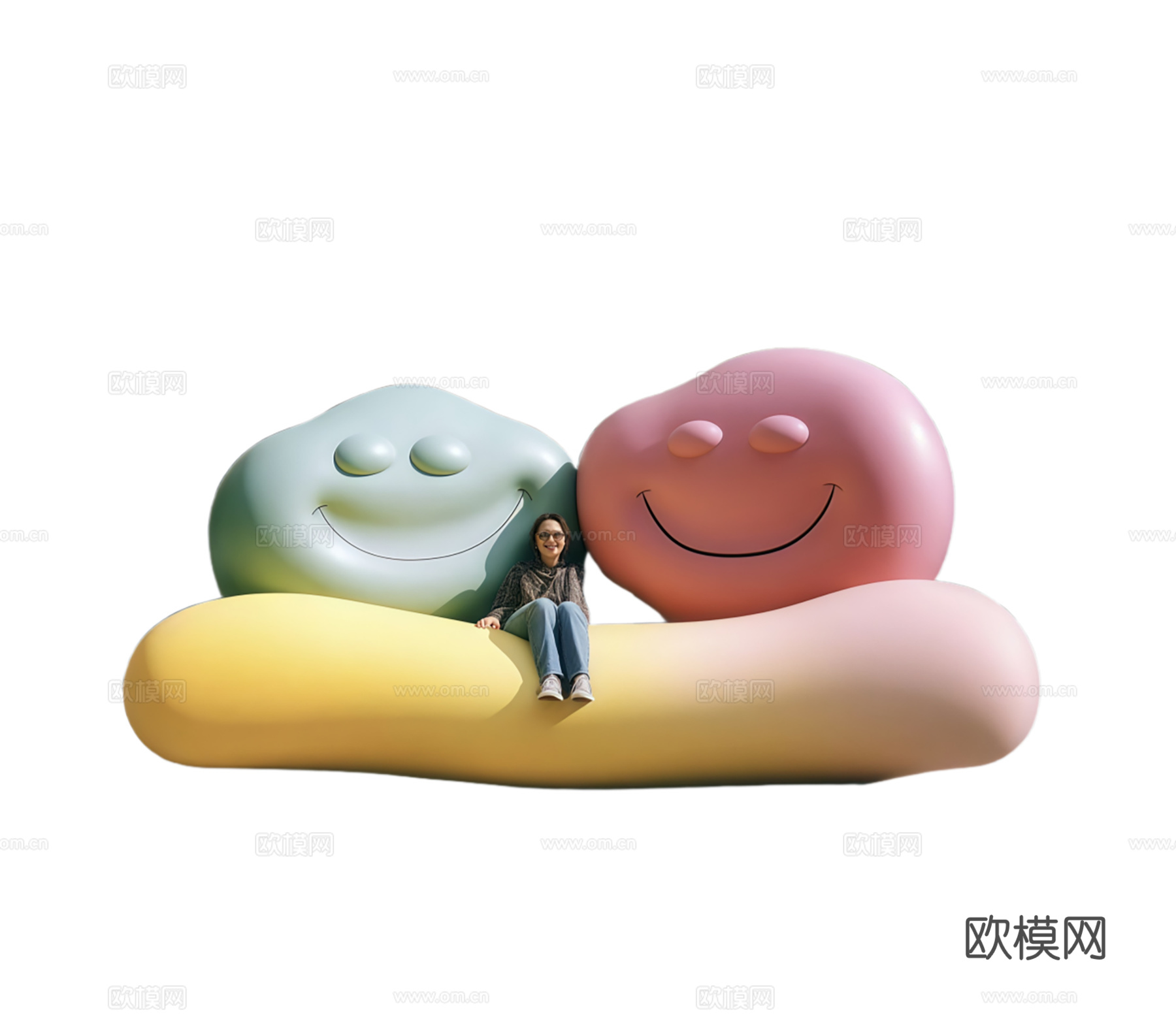 甜品店艺术装置 多巴胺艺术装置 户外网红打卡座椅 蛋糕店打卡su模型