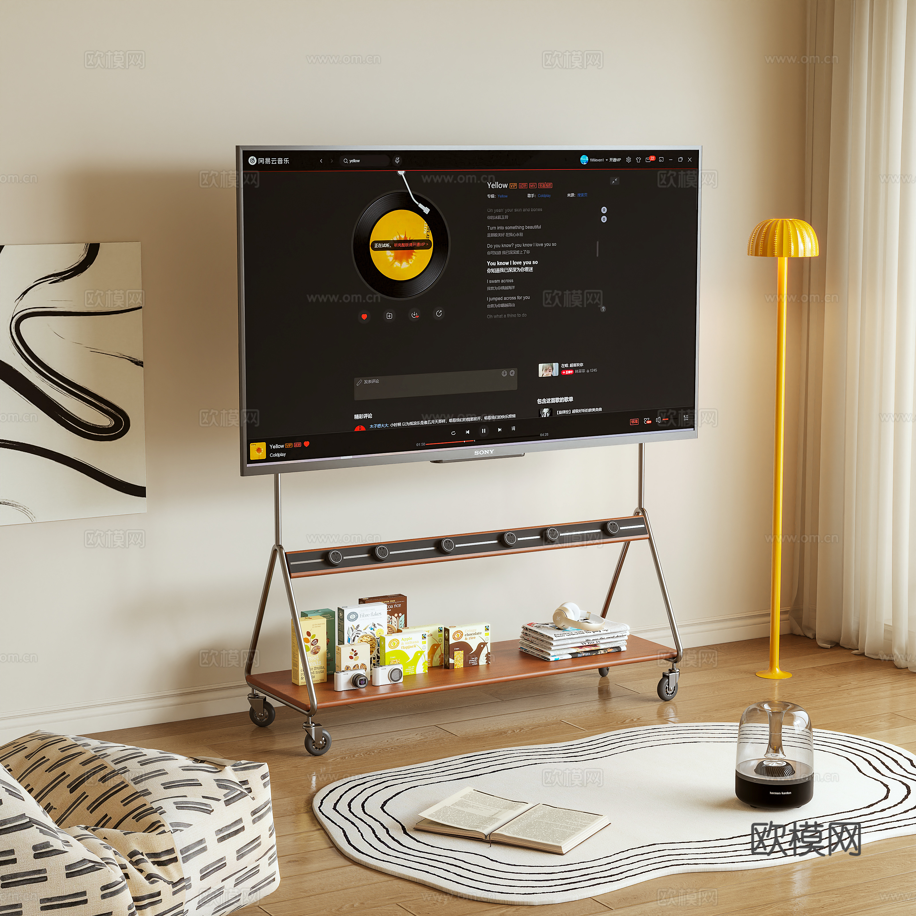 电视支架 移动架 电视架3d模型下载