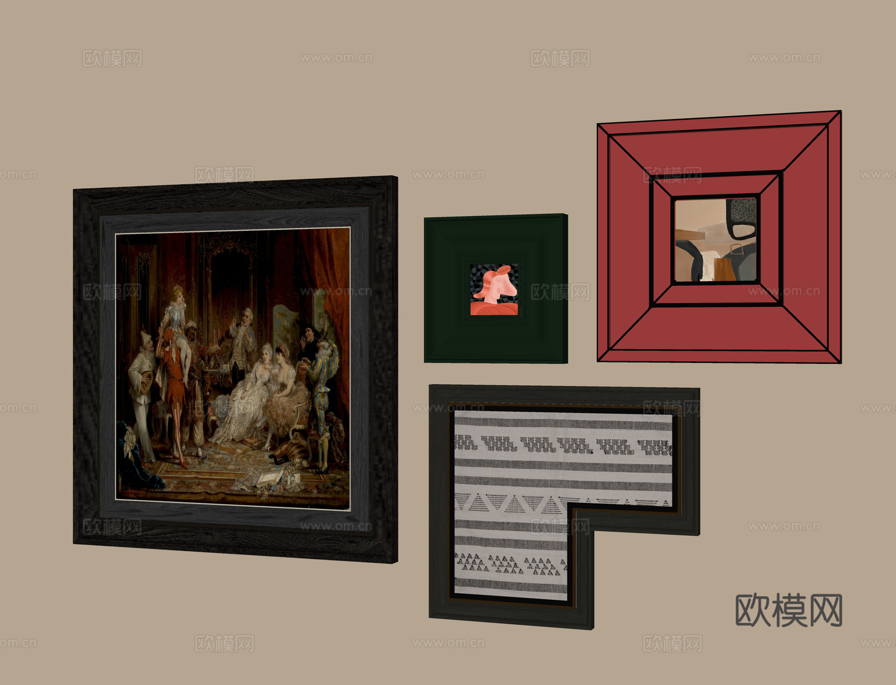 现代挂画 装饰画su模型