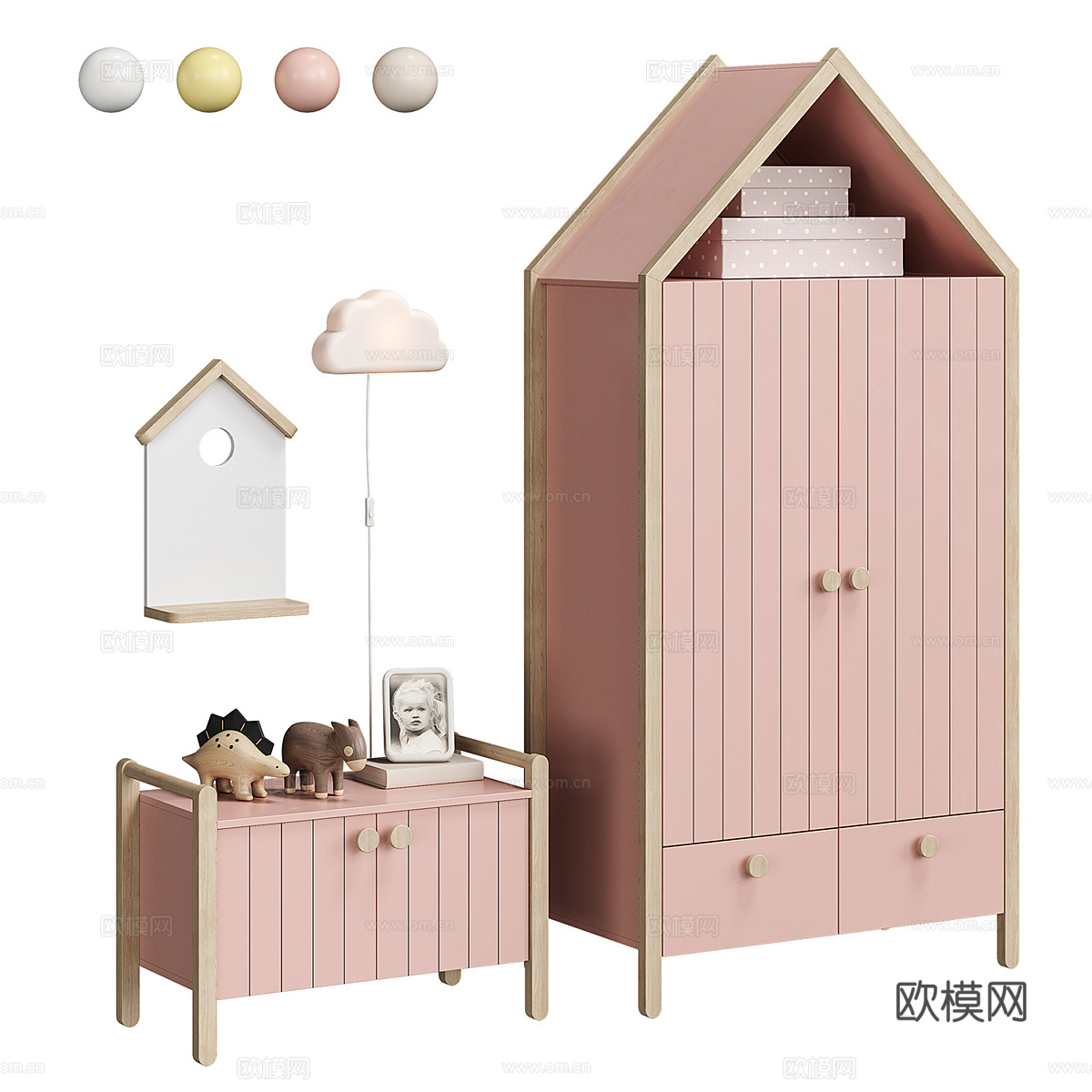 现代奶油风 Ruffy 儿童家具3d模型下载（渲染图4）