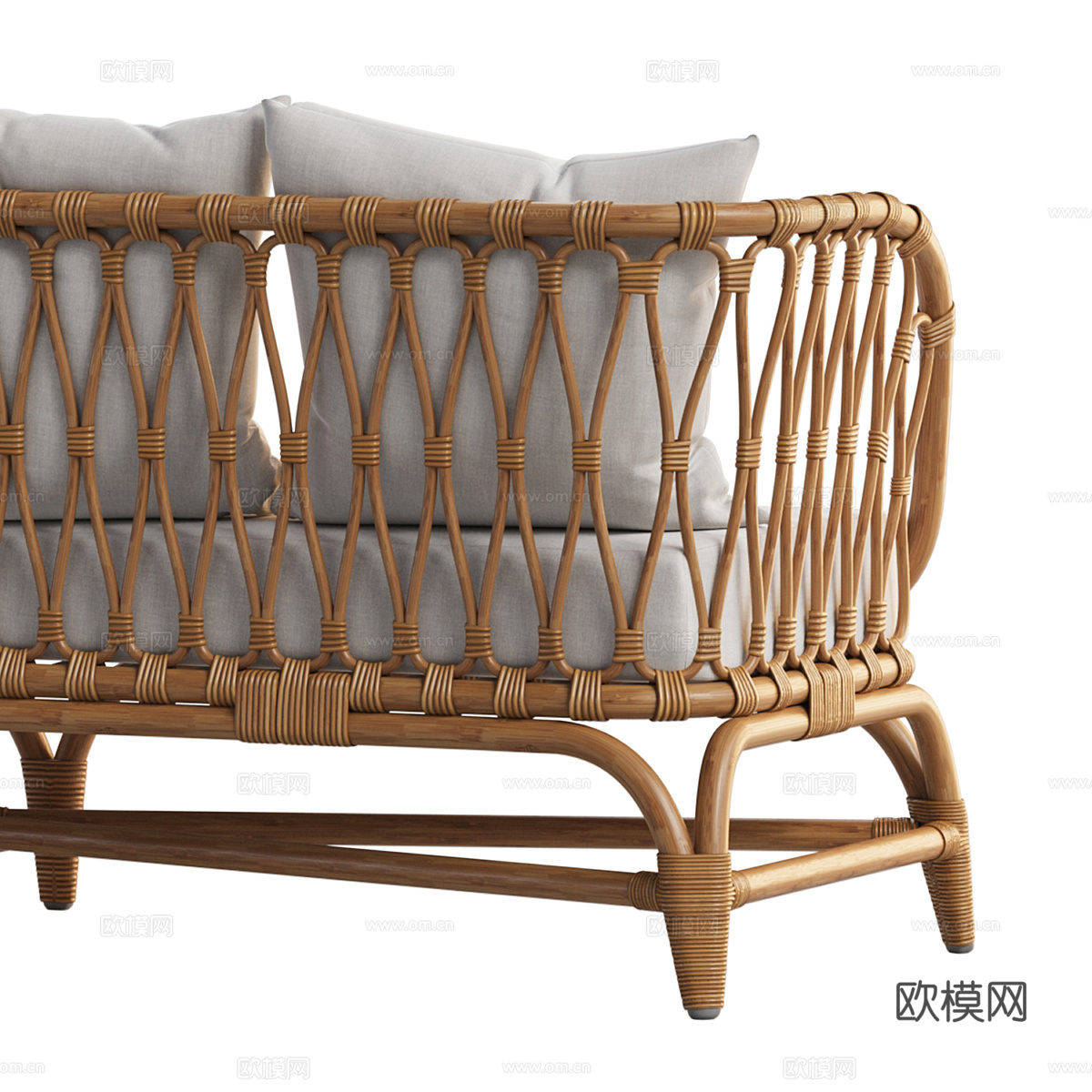 新中式 Falsterbo 藤条休闲沙发3d模型下载（渲染图2）