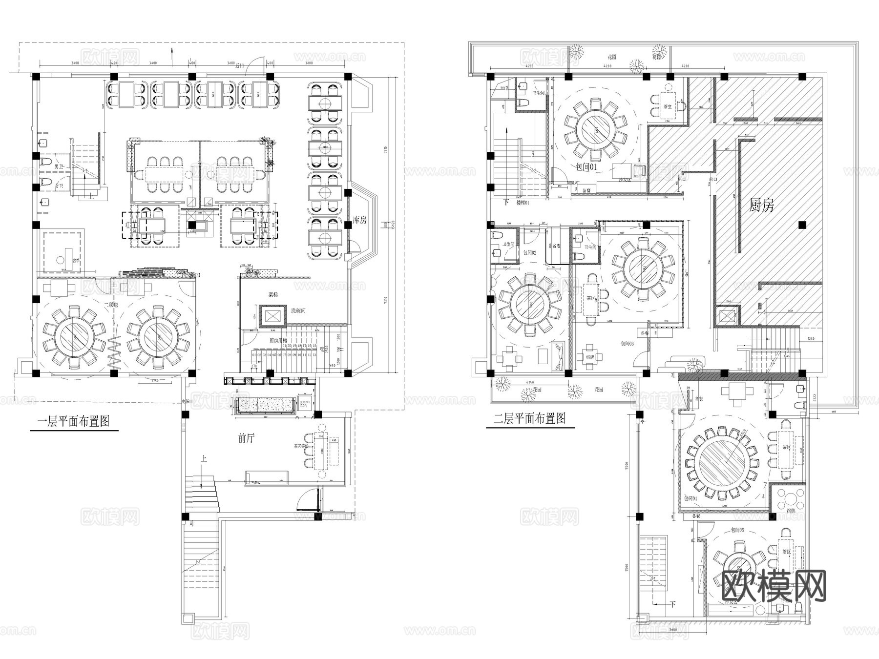 20套中餐厅饭店餐饮空间CAD施工图cad施工图