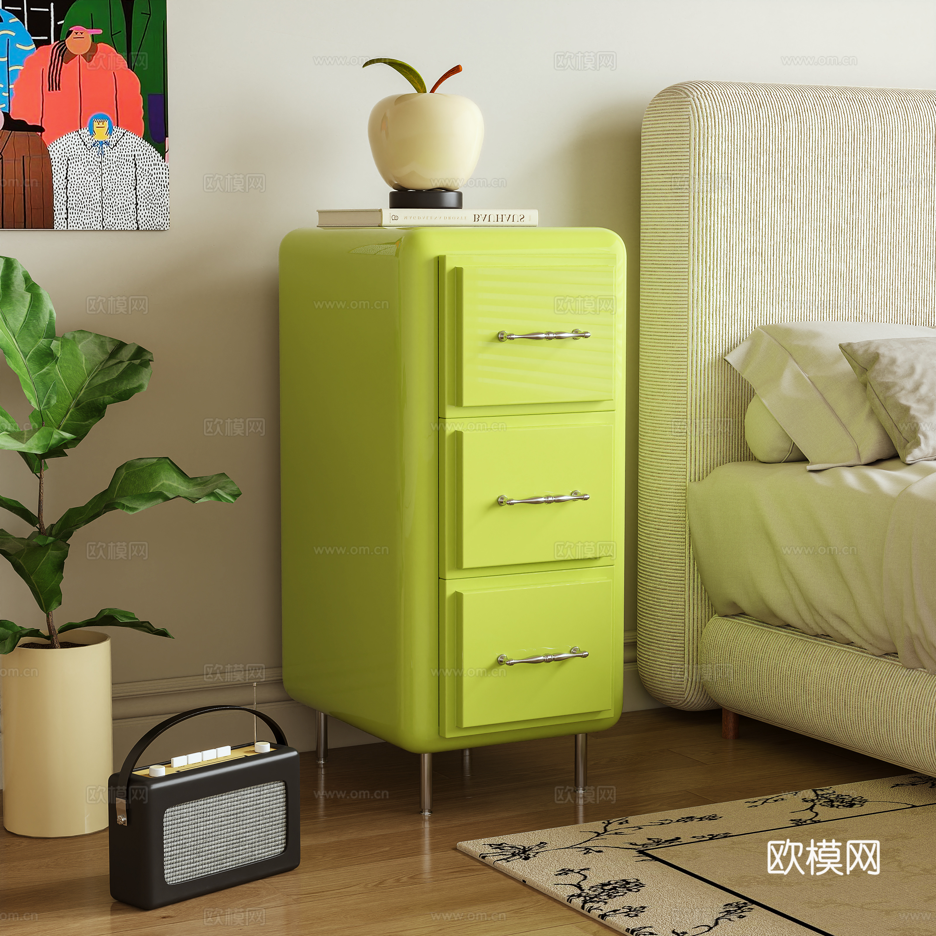 床头柜 边柜 储物柜3d模型下载