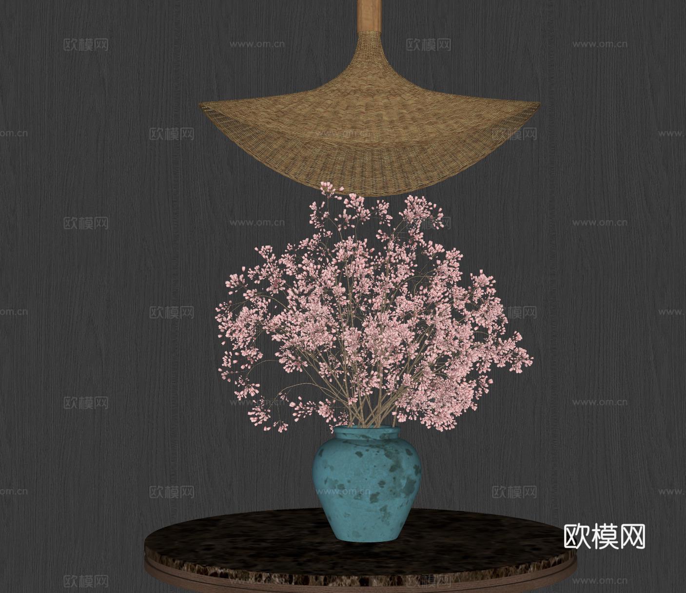 现代花艺 花瓶 插花su模型