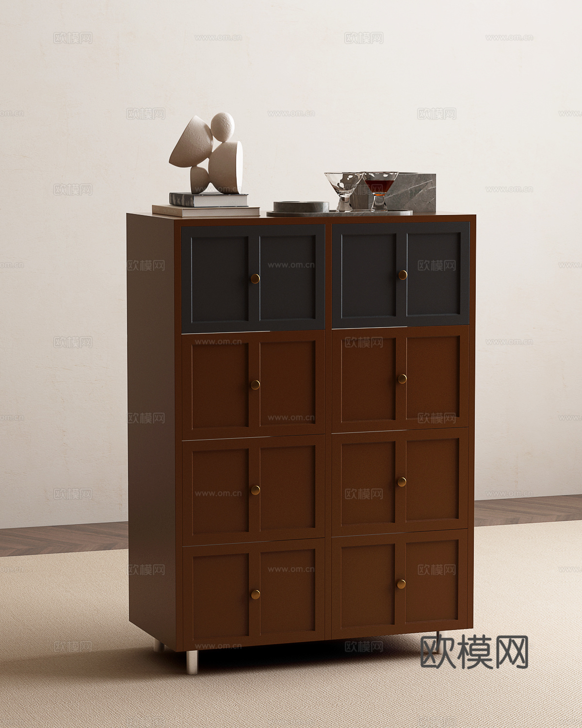 现代中古斗柜su模型