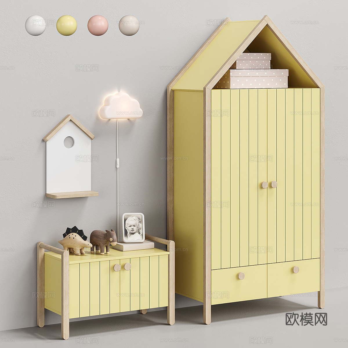 现代奶油风 Ruffy 儿童家具3d模型下载（渲染图2）