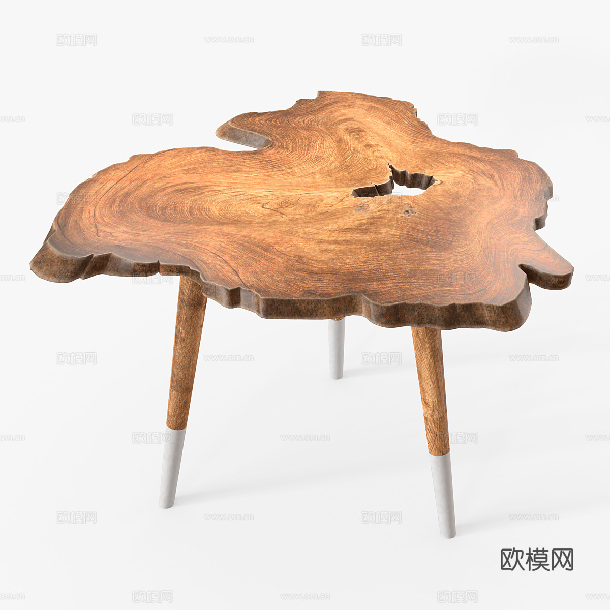 原木茶几 角几 异形桌板茶几su模型