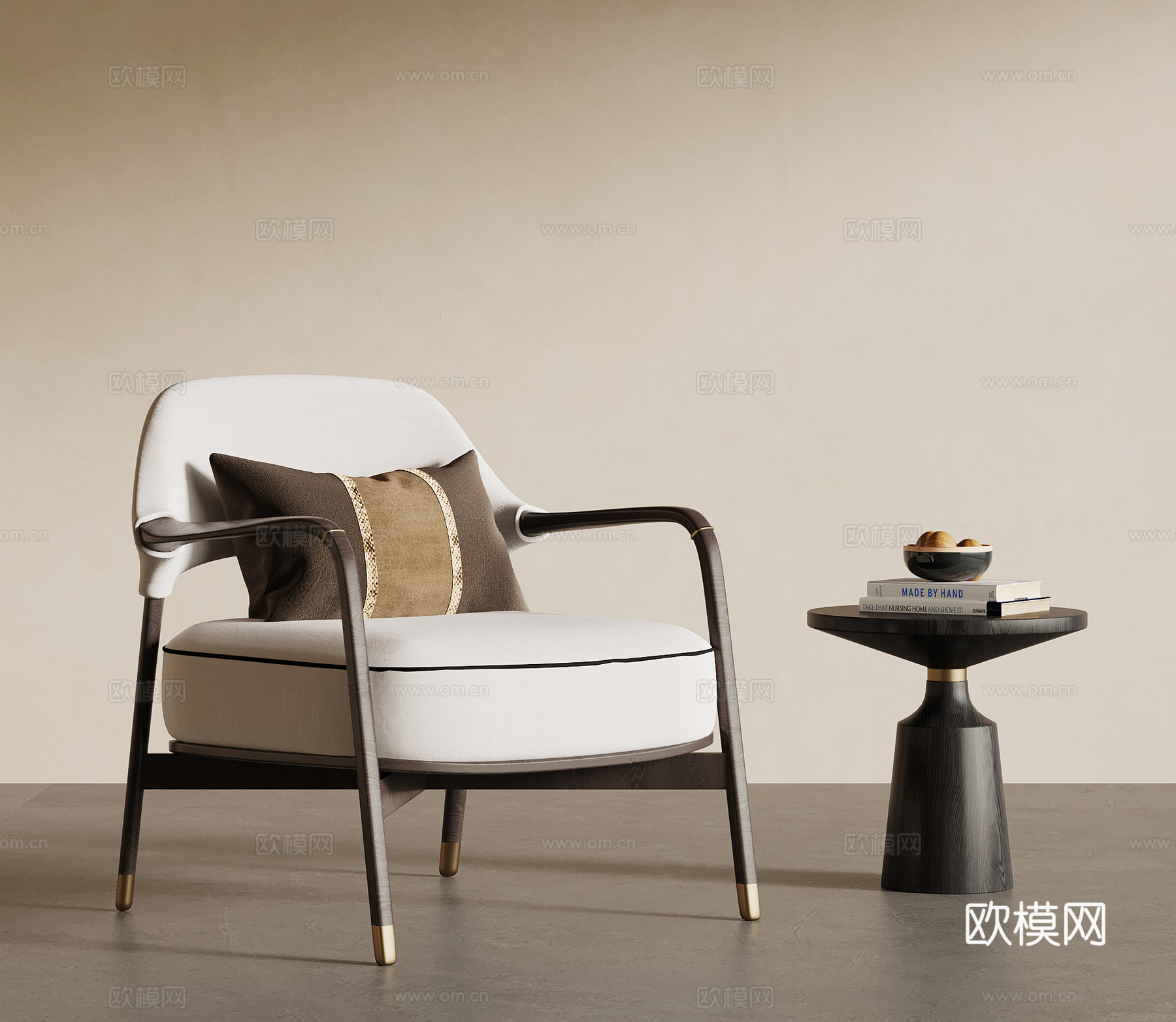 新中式休闲椅 边几su模型