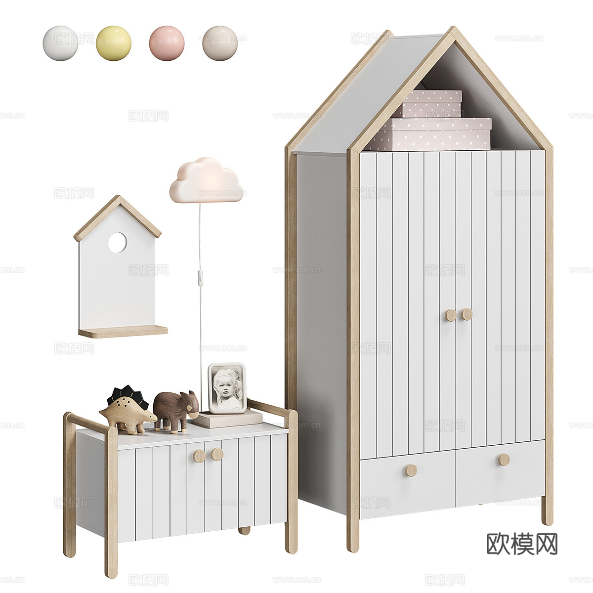 现代奶油风 Ruffy 儿童家具3d模型下载（渲染图3）