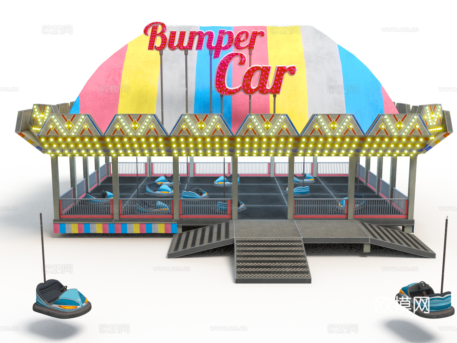 儿童游乐园 淘气堡 室内游乐园 户外碰碰车 儿童公园3d模型下载