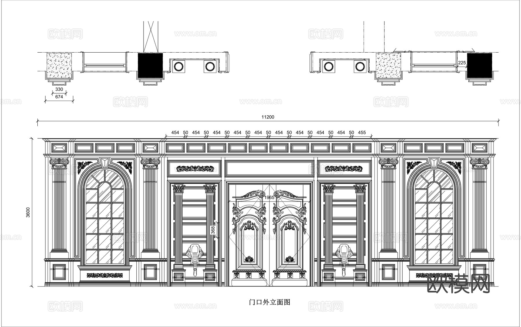 法式墙板展厅平面方案图cad施工图