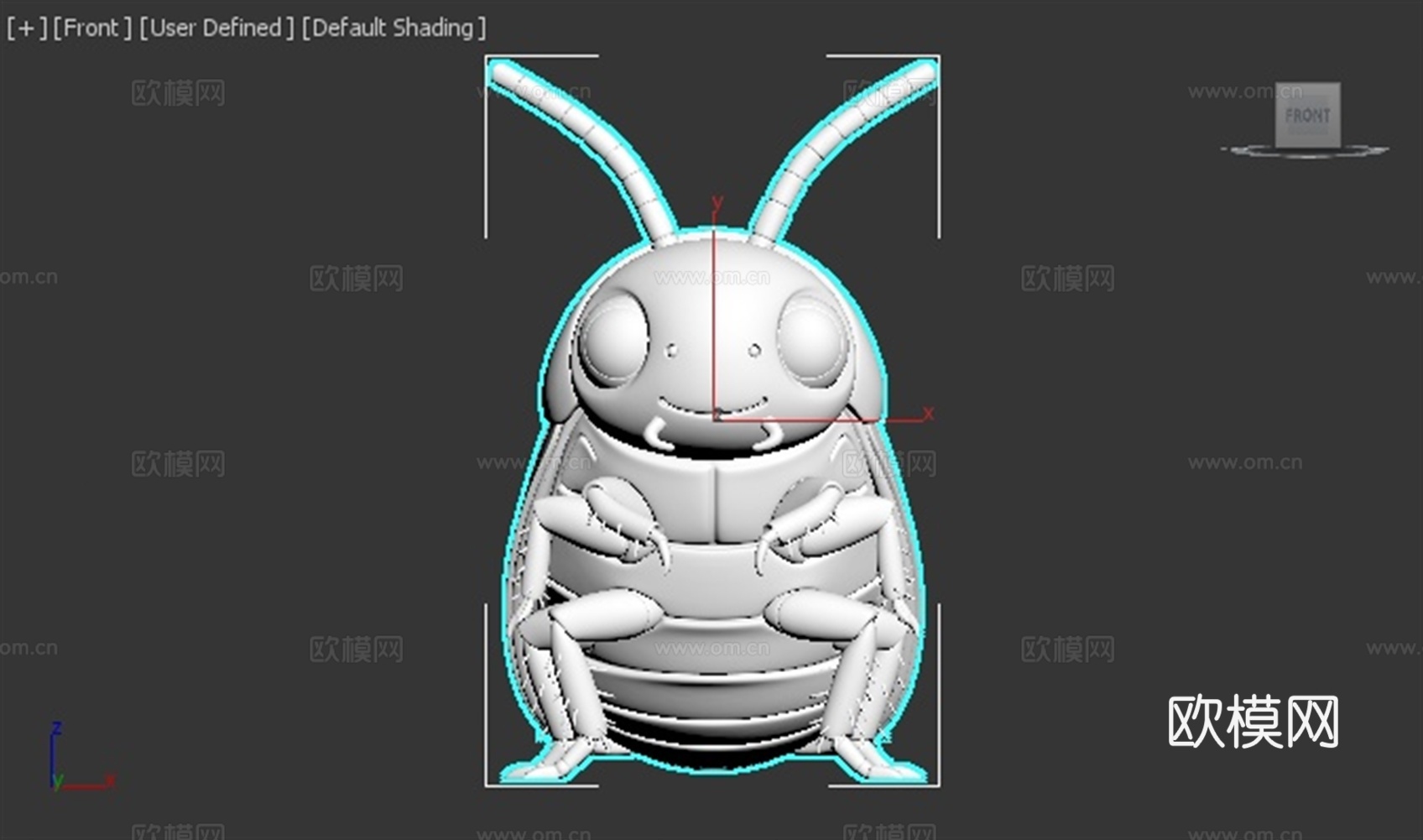 蟑螂 小强 虫子 可爱 3D打印 手办 模型3d模型下载（渲染图2）