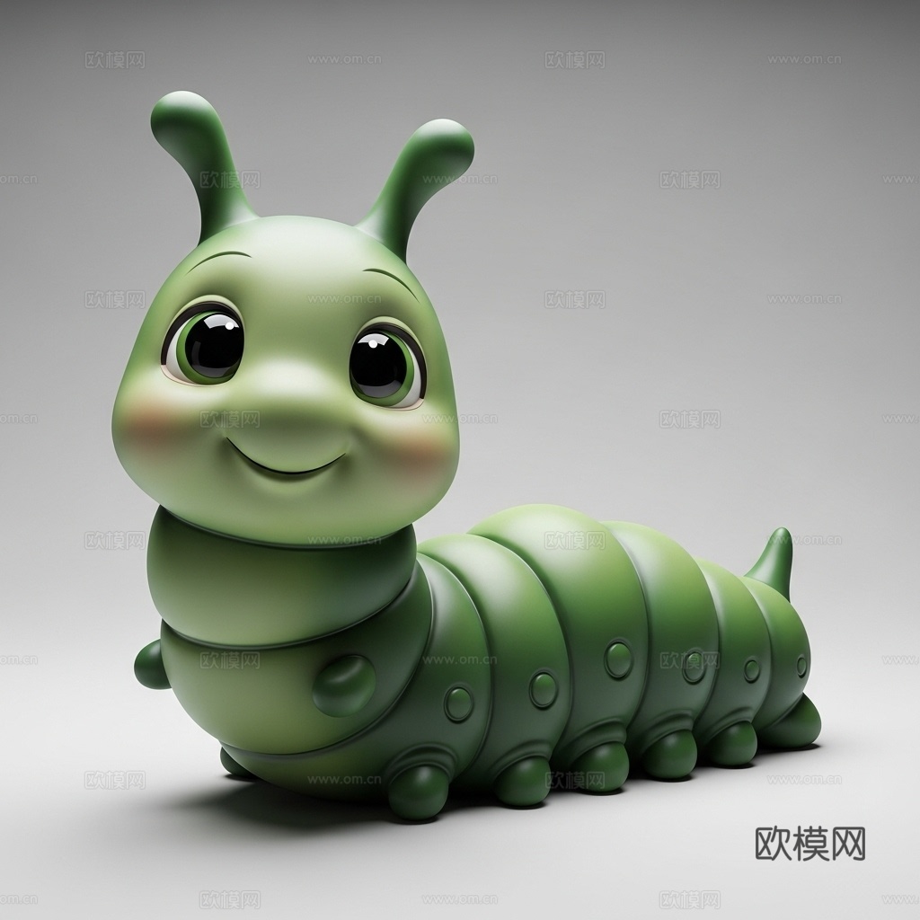 毛毛虫 虫子 可爱 3D打印 手办 模型3d模型下载（渲染图1）
