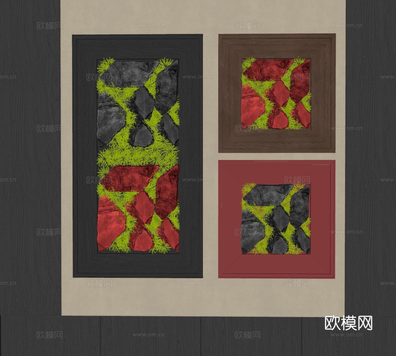 现在挂画 装饰画 立体画su模型