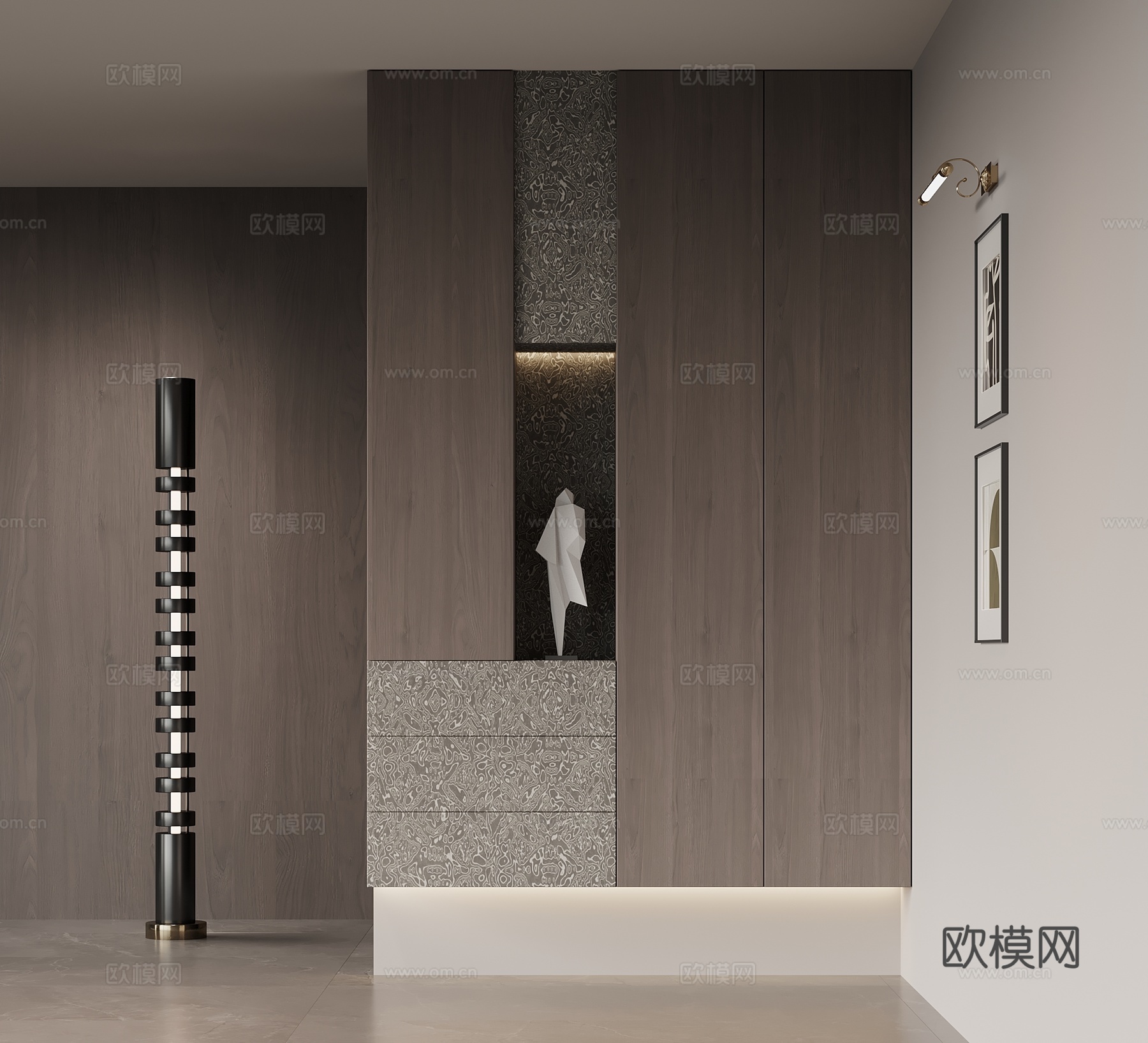 意式玄关 入户玄关 装饰柜su模型
