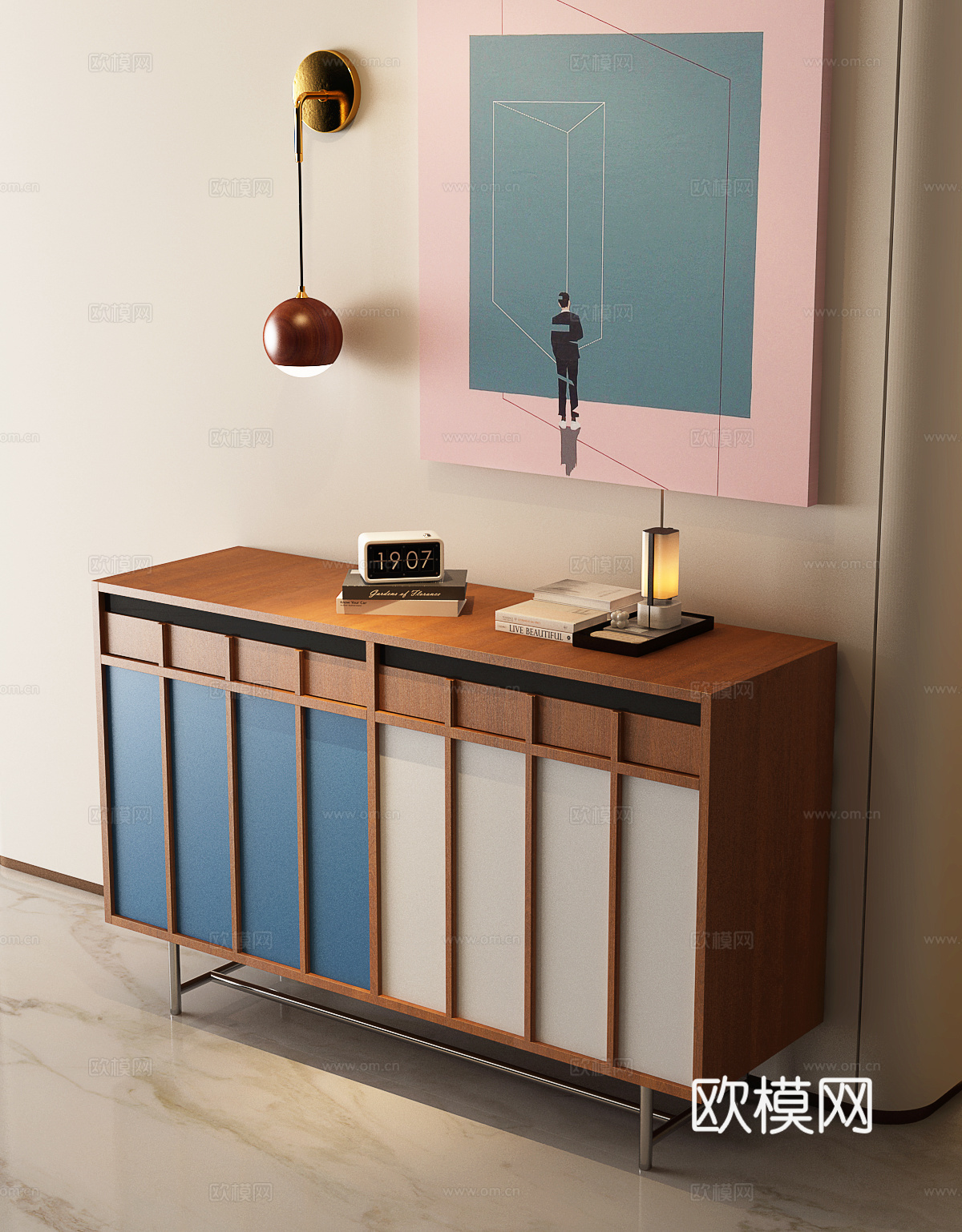 现代中古边柜 中古玄关柜 中古餐边柜 中古装饰柜 现代中古餐3d模型下载