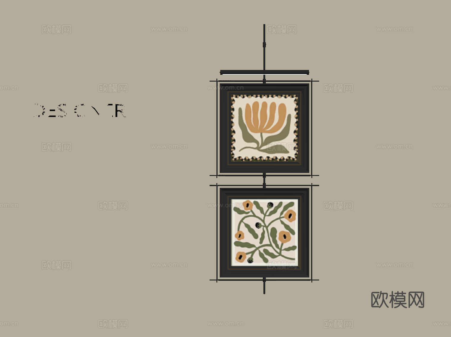法式中古装饰画 抽象挂画su模型