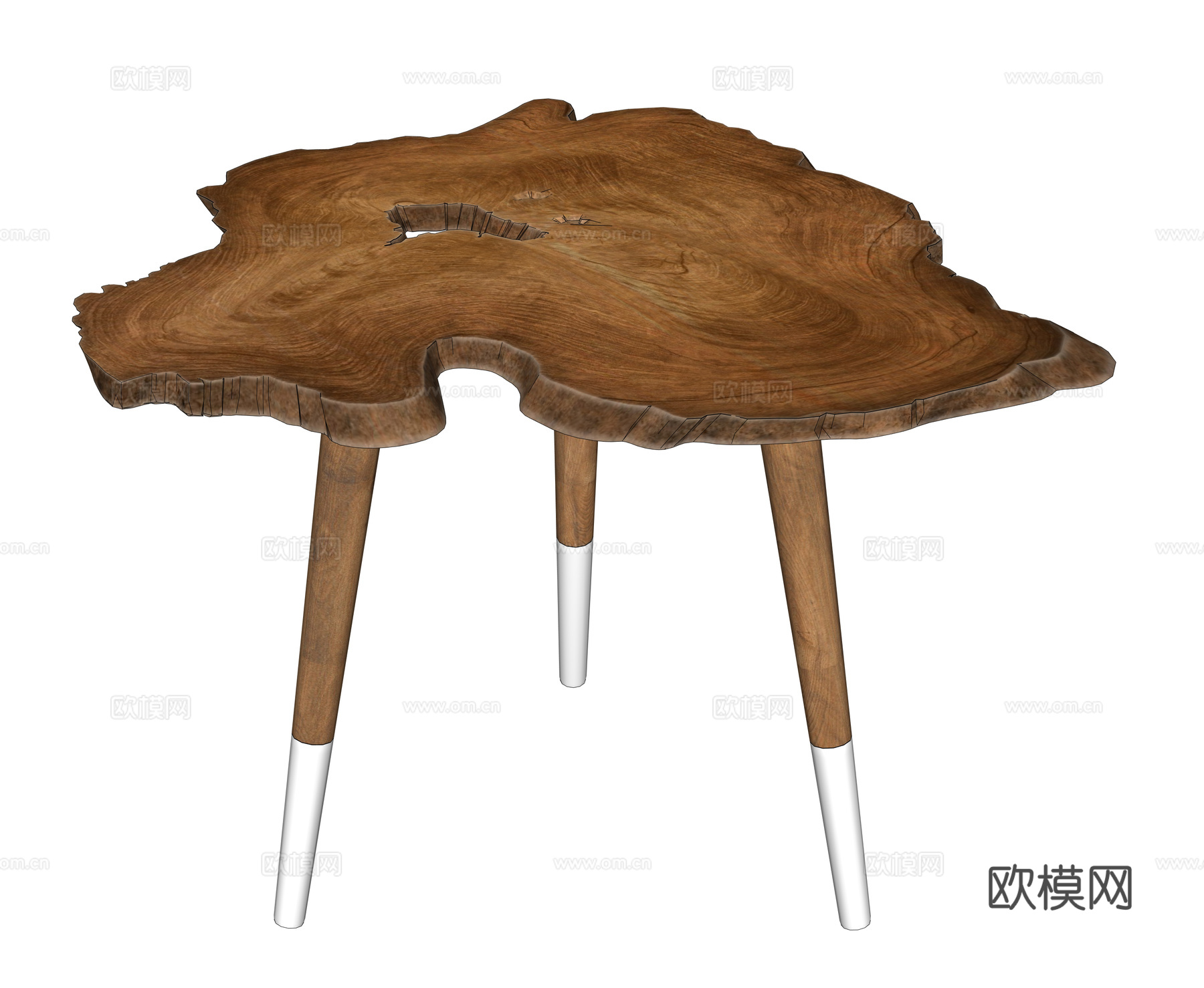 原木茶几 角几 异形桌板茶几su模型
