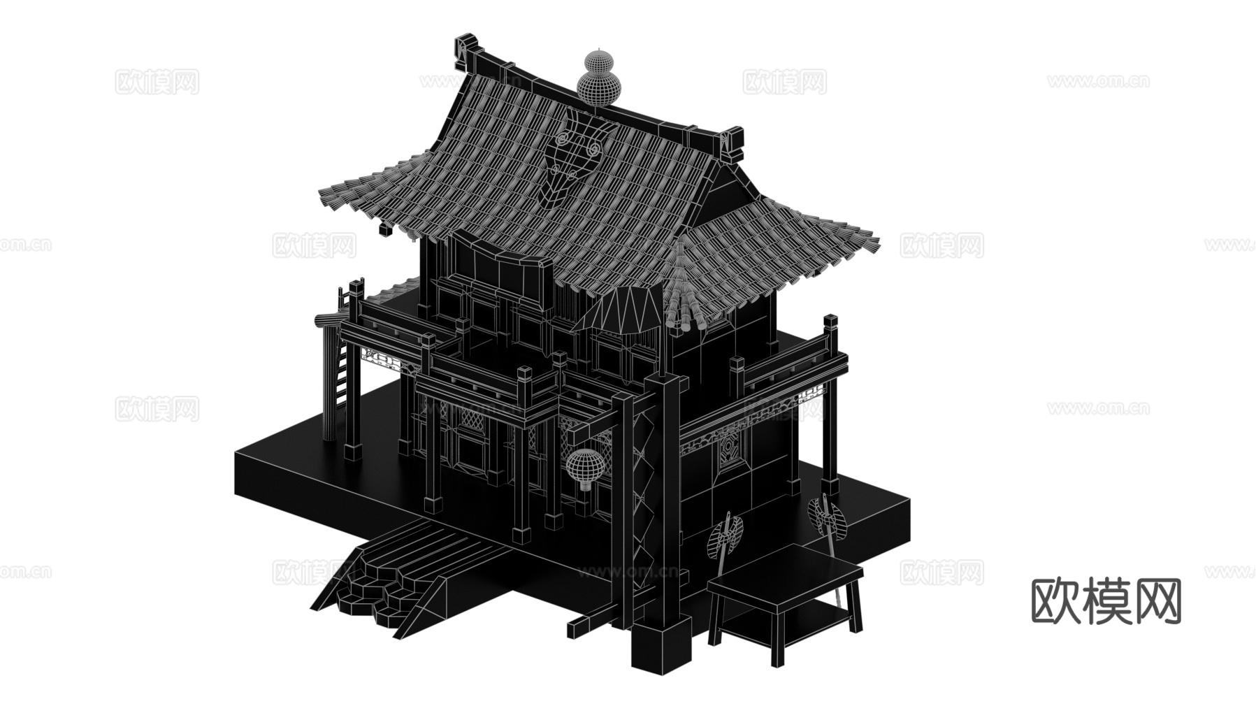 古建筑+场景（展UV）3d模型下载（渲染图3）