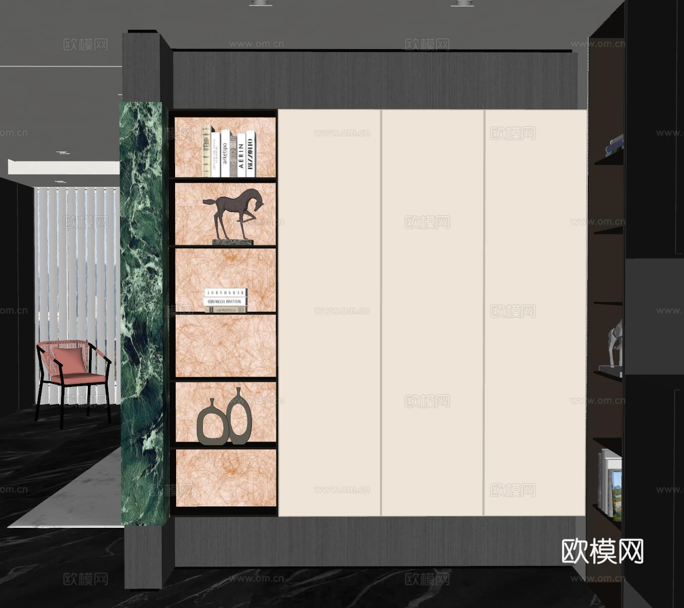 现代玄关 玄关过道 入户玄关su模型