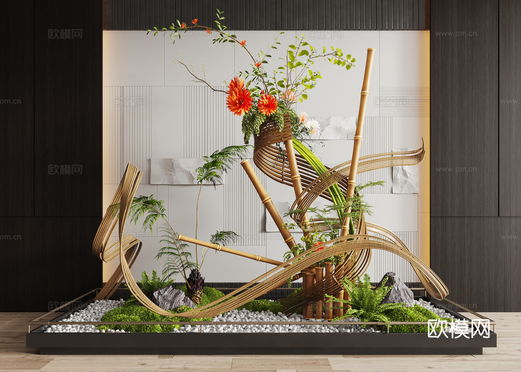 现代室内景观造景 景观植物 苔藓景观 景观造景su模型