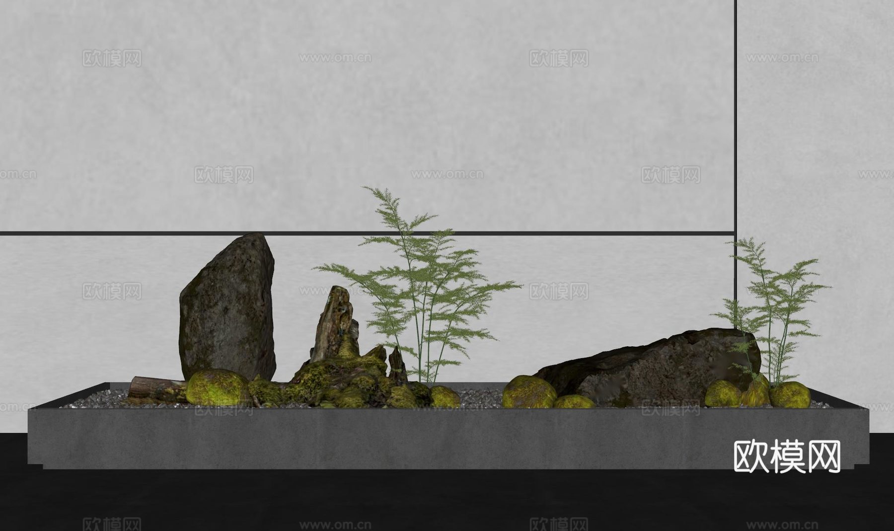 现代室内景观造景 景观植物 苔藓景观 景观造景su模型